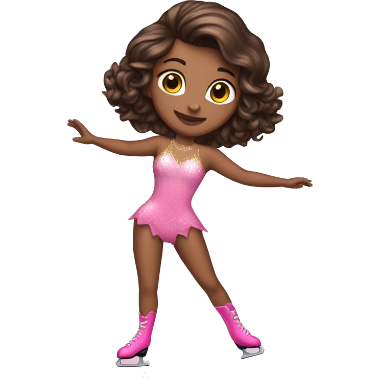 brunette ice skating pink bedazzled bodysuit full body emoji