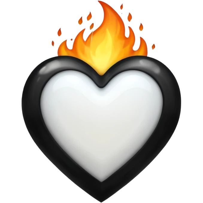 ❤️‍🔥 .. make the red heart white and flame to black. The structure should be as it is emoji