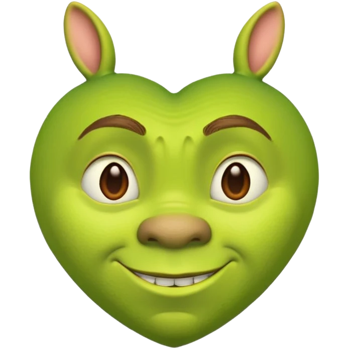 shrek heart emoji (like standard apple heart emoji) but with shrek ears emoji