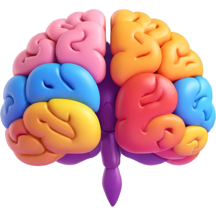 Make this brain emoji look 3D, keep Google brand colors, no text, transparent background. emoji