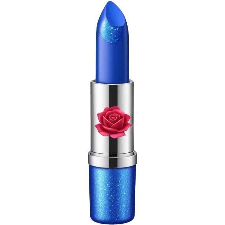 Rose design glittery blue lipstick tube emoji