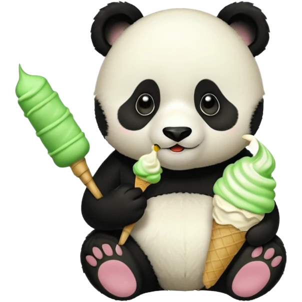 Panda eating ice cream emoji