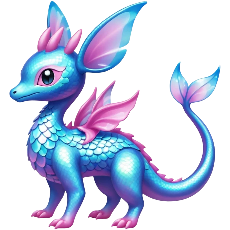 Shiny Sparkly Bioluminescent Glowing Lumineon-Amaura-Dragonair-Sylveon-Fakémon-hybrid-creature (full body)  emoji