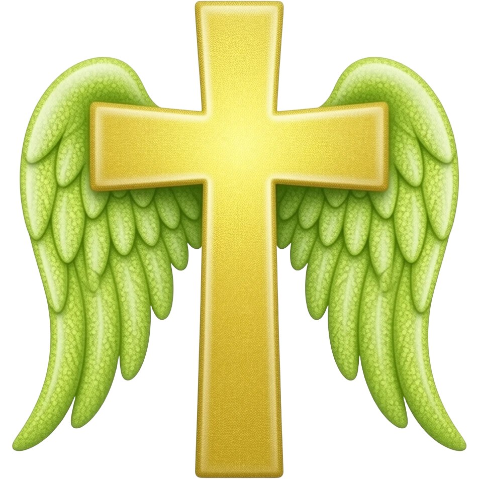cruz sagrada cor amarelo CHARTREUSE #DFFFOO com brilho com asas emoji