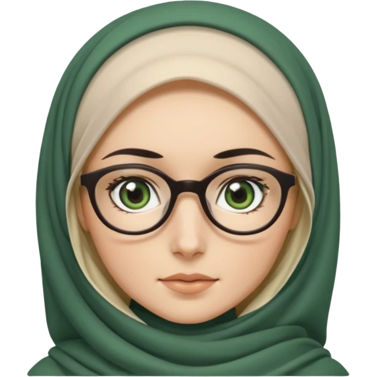 White hijabi girl with black eyes and black long hair white girl and black eyes wearing glasses and a white skin girl with curly honey hair and green eyes emoji
