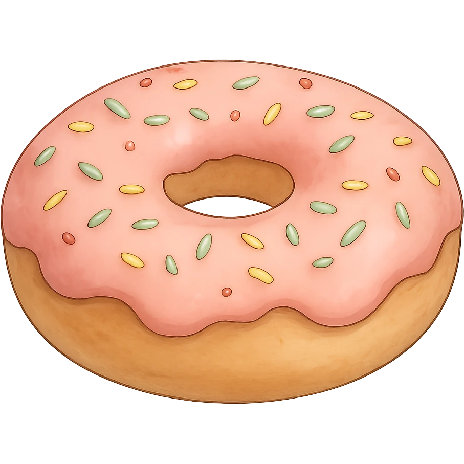 Donut with sprinkles in Ghibli style, detailed, soft colors, with no background emoji