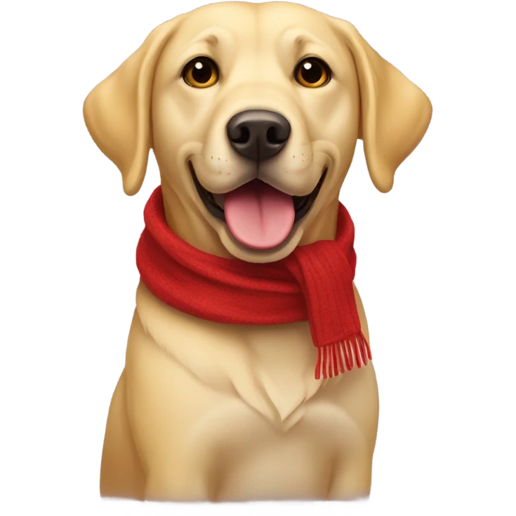Yellow labrador wearing red scarf emoji