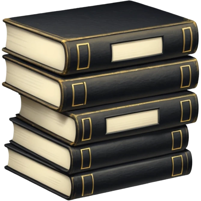5 black and white books emoji