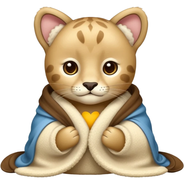 Cozy puma cub in blanket emoji