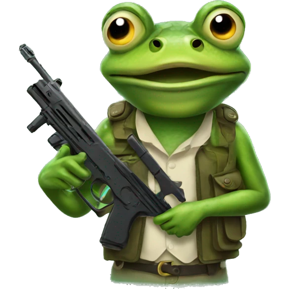 Frog holding gun emoji