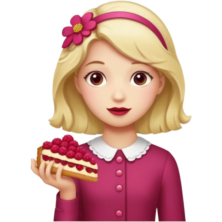 Raspberry torte human full body and legs girl with a raspberry barrette on her head emoji