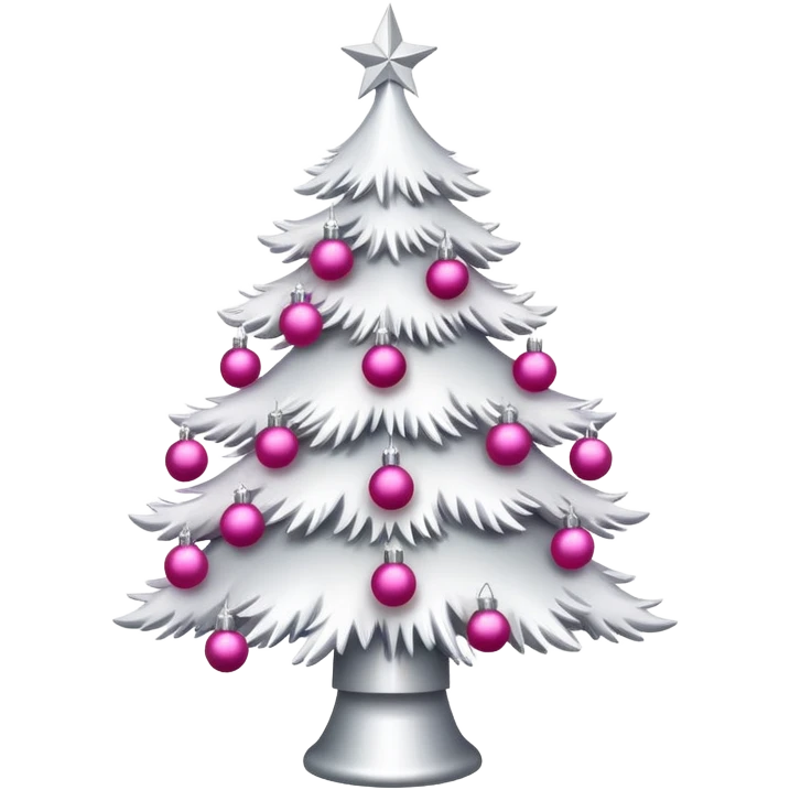white Christmas tree with pink ornaments emoji