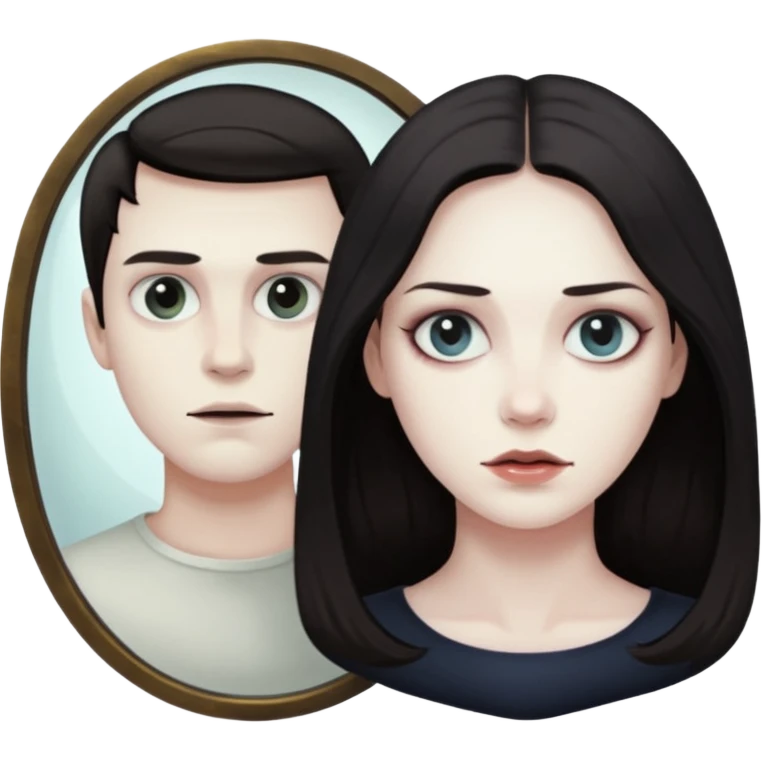Spooky Man in mirror behind woman emoji