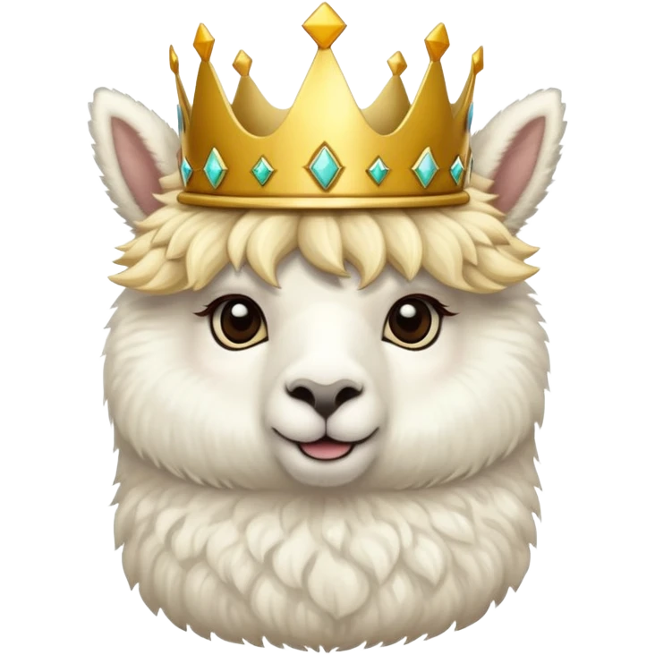 white fluffy king alpaca wearing a golden crown emoji