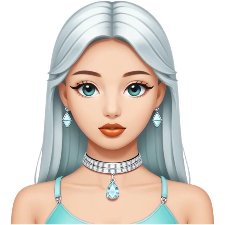 Y2K silver Tiffany choker emoji