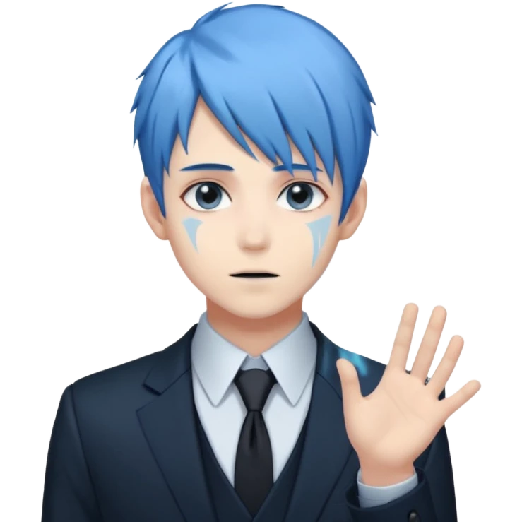 ethereal-pastel-transparent-translucent-gorgeous-spectral-dark-greyish-blue-whitish-gloomy-spectral-anime-poltergeist-man-with-blue-hair-with-a-beautiful-black-suit emoji