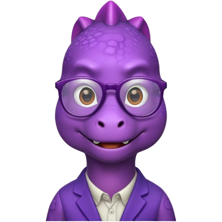 purple dino with glasses  emoji
