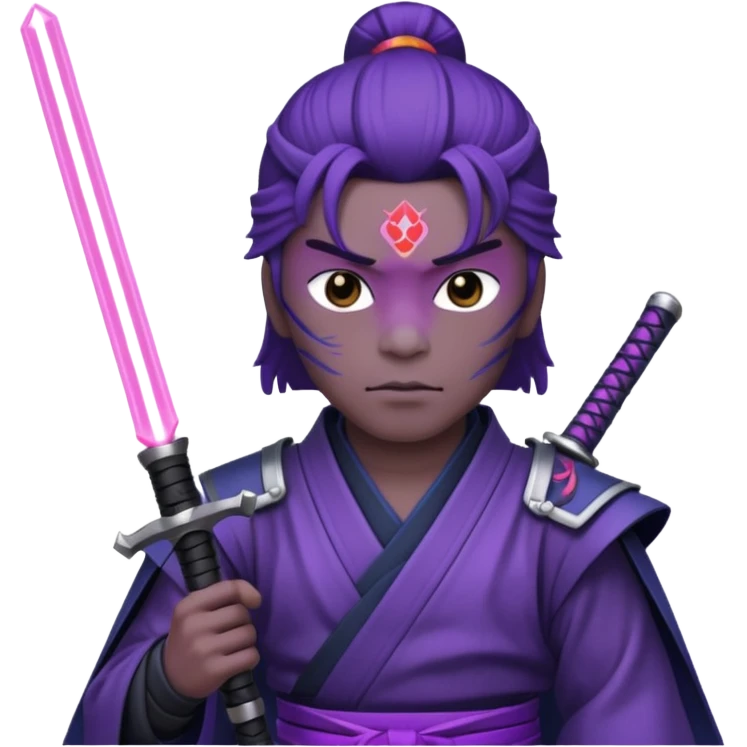 samurai with laser sword, purple emoji