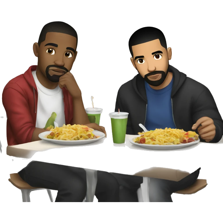 Kendrick and drake in school lunch table roasting emoji