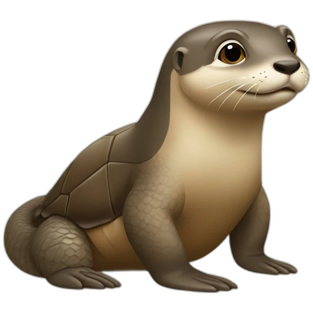 Une loutre sur une tortue emoji