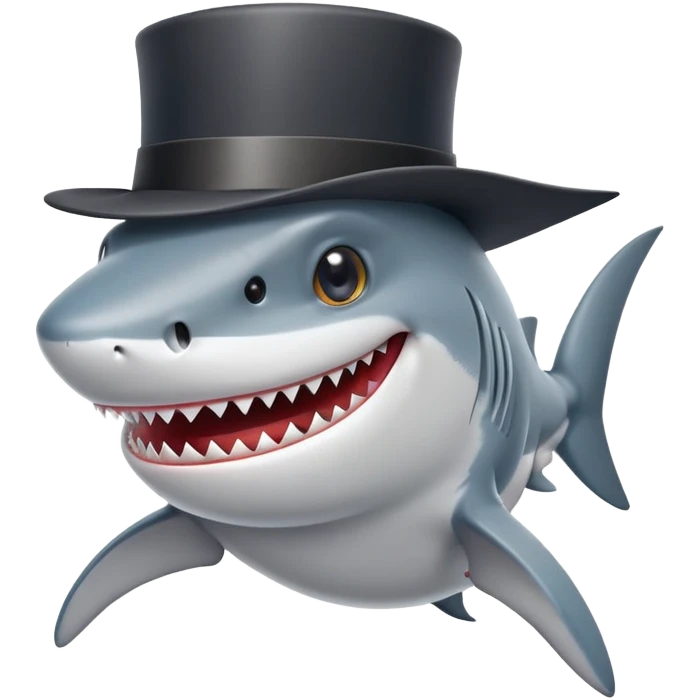 Shark with a top hat emoji