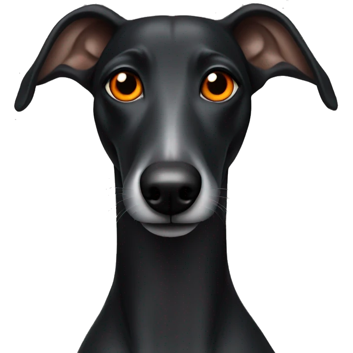 An entirely black greyhound with orange eyes emoji