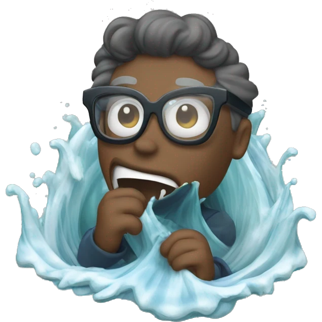 Glasses sinkin in a river as they fell off and werecarrid awa by a wave  emoji