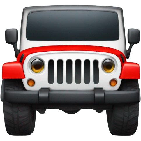 white jeep with big tires & red seats emoji