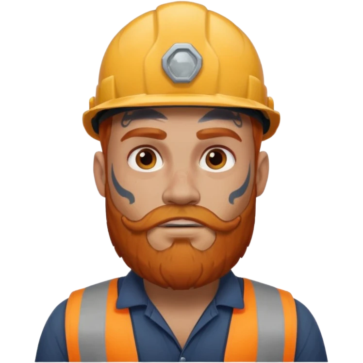 construction worker with beard, ginger haired and heavy face tattoos, intimidading emoji