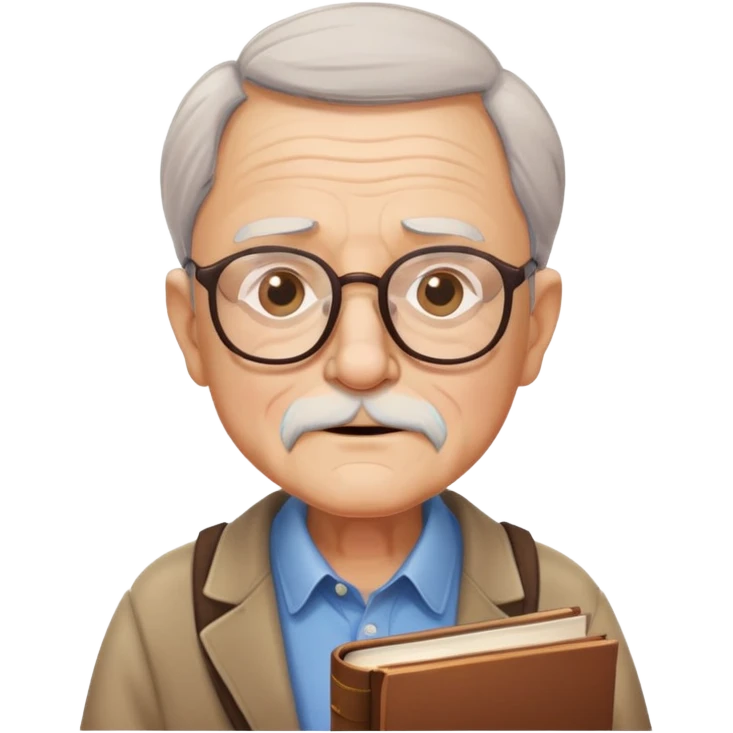 an old man with glasses and books nodding yes emoji