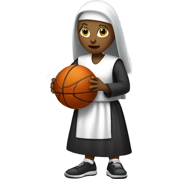 White woman nun dribbling a basketball emoji