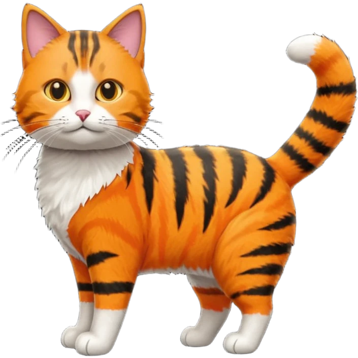 tabby cat standing in orange hi-vis clothing facing right emoji