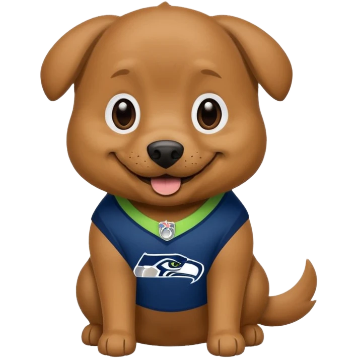 Brown tan dog with Seattle Seahawks gear emoji