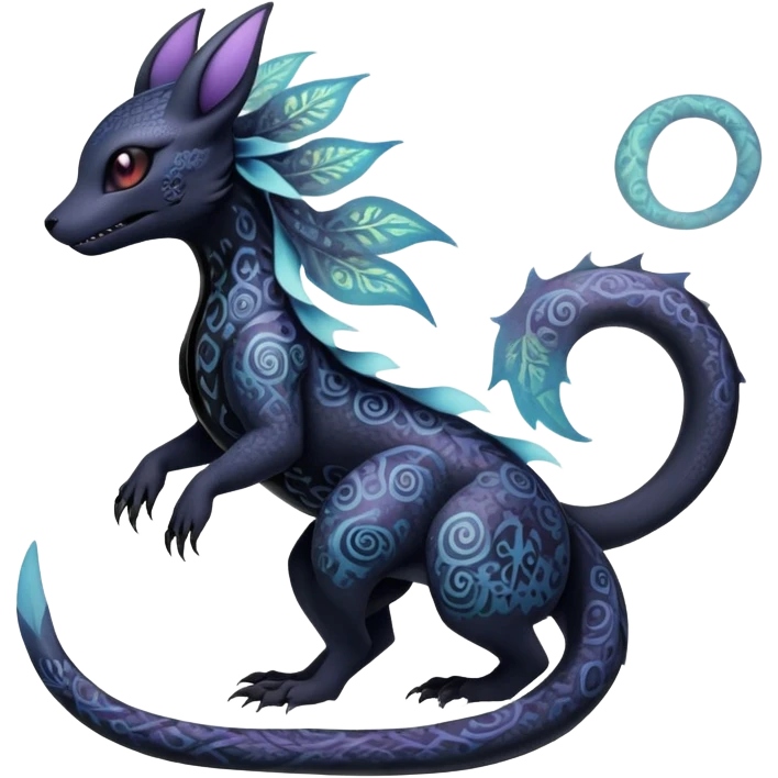 Pastel Gothic Salandit-Noibat-Umbreon-Fakémon-hybrid-creature (full body)  emoji