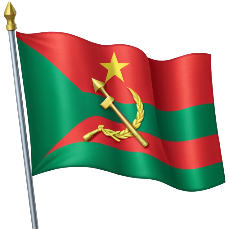 The flag of Transnistria, a horizontal tricolor of red, green, and red stripes with a hammer and sickle in the upper left corner, waving in the wind. emoji