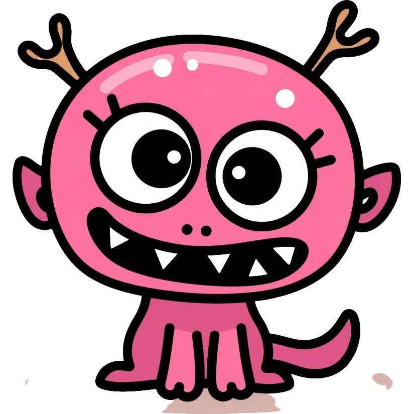 digital monster creature with big eyes and distinctive features emoji