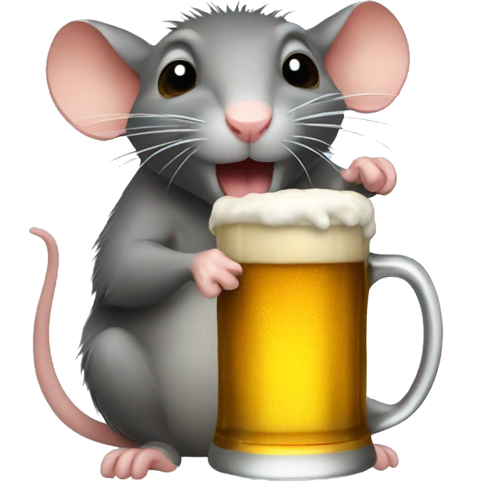 Rat drinks beer emoji