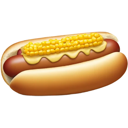 A hot dog with corn dip emoji