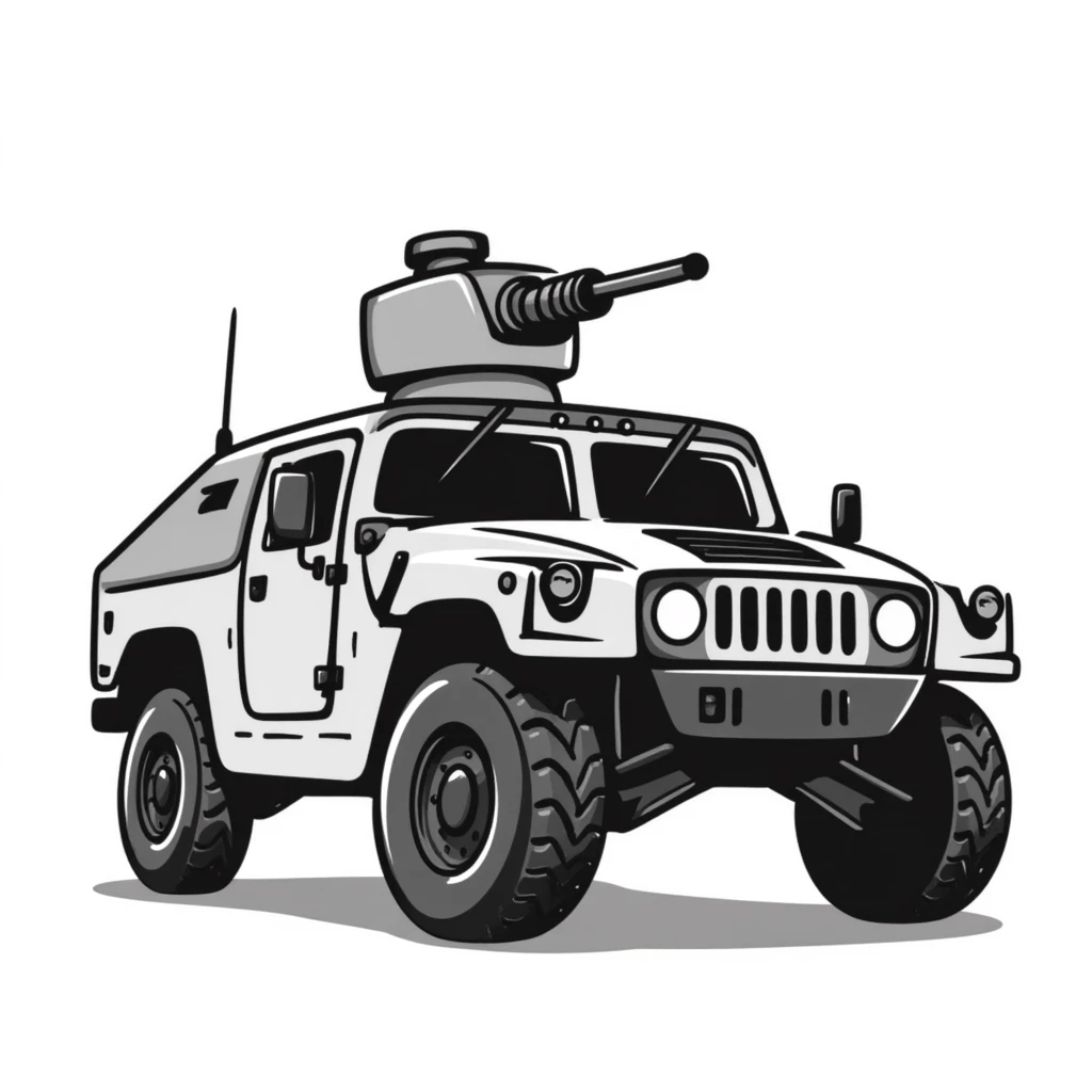 armored humvee military vehicle with roof-mounted turret emoji