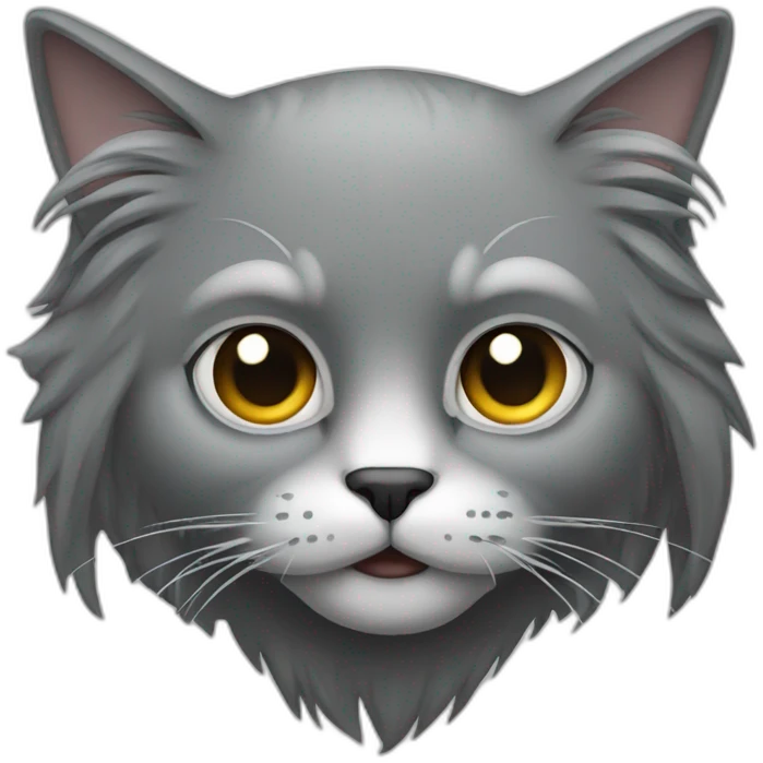 Grim Long Hair cat gray emoji