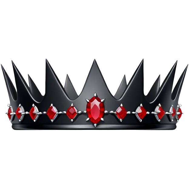 Black obsidian spiky edgy thorn-crown-Tiara with only red gemstones  emoji