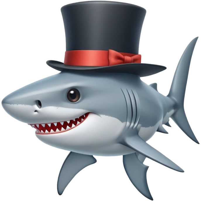 Shark with a top hat emoji