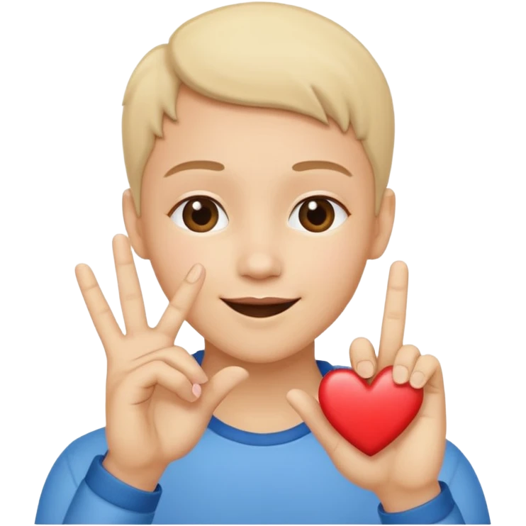 Un bonhomme qui fait un bisous et un cœur avec les doigts comme ça 🫰 emoji