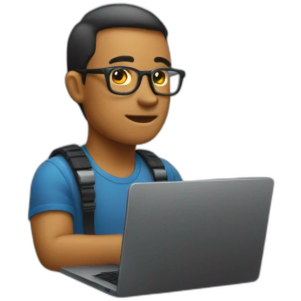 Side view developer behind his laptop  emoji