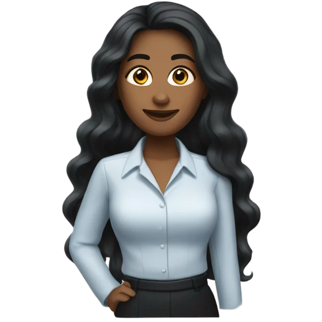 business woman long wavy black hair emoji
