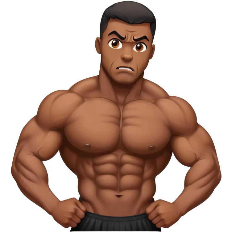black bodybuilder afraid scared emoji