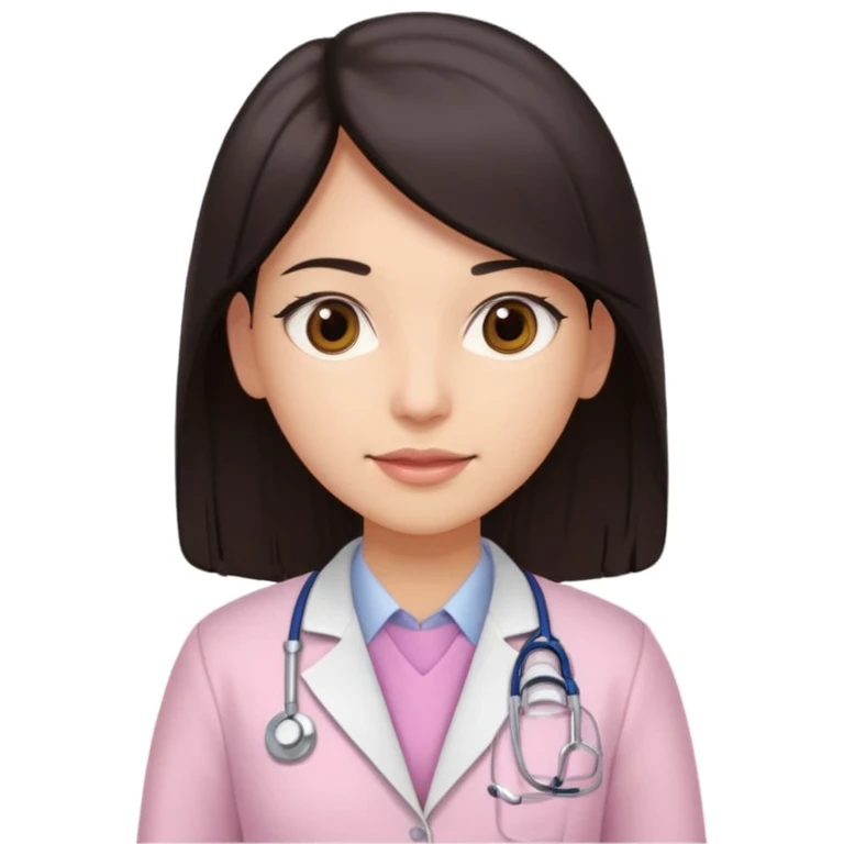 gastroenterologist with dark long straight hair and brown eyes, light pink theme emoji