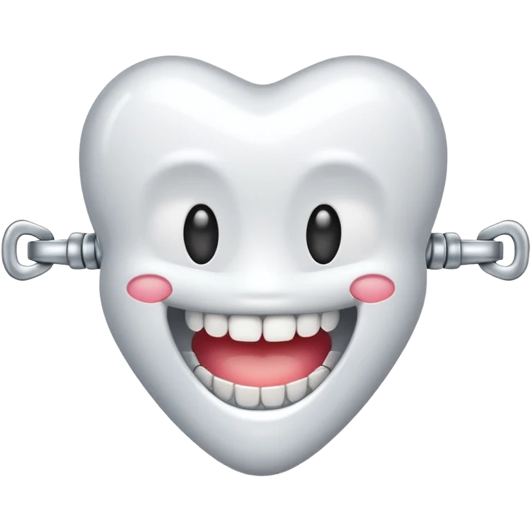 single tooth with shiny metal braces, friendly emoji style emoji