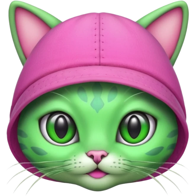 alien cat with pink hat emoji