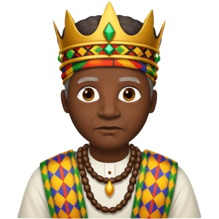Create an emoji of an old African king wearing kente cloth and white shirt emoji